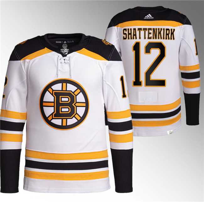 Mens Boston Bruins #12 Kevin Shattenkirk White Stitched Jersey
